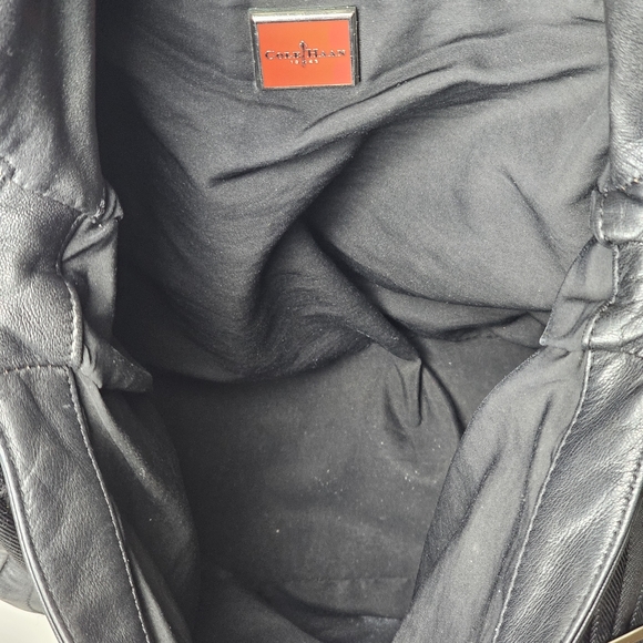 Cole Haan Black Soft Leather Messenger Bag, Snap Button Closure, EUC - Picture 7 of 13